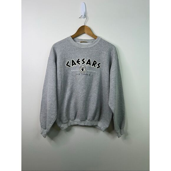 Vintage Caesars Palace Las Vegas Sweatshirt Gray Crewneck Pullover USA Made M - Picture 1 of 10